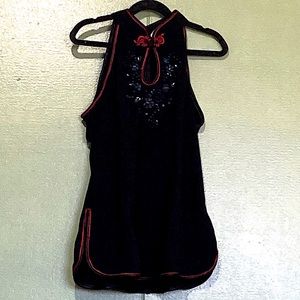Black and red sleeveless shirt